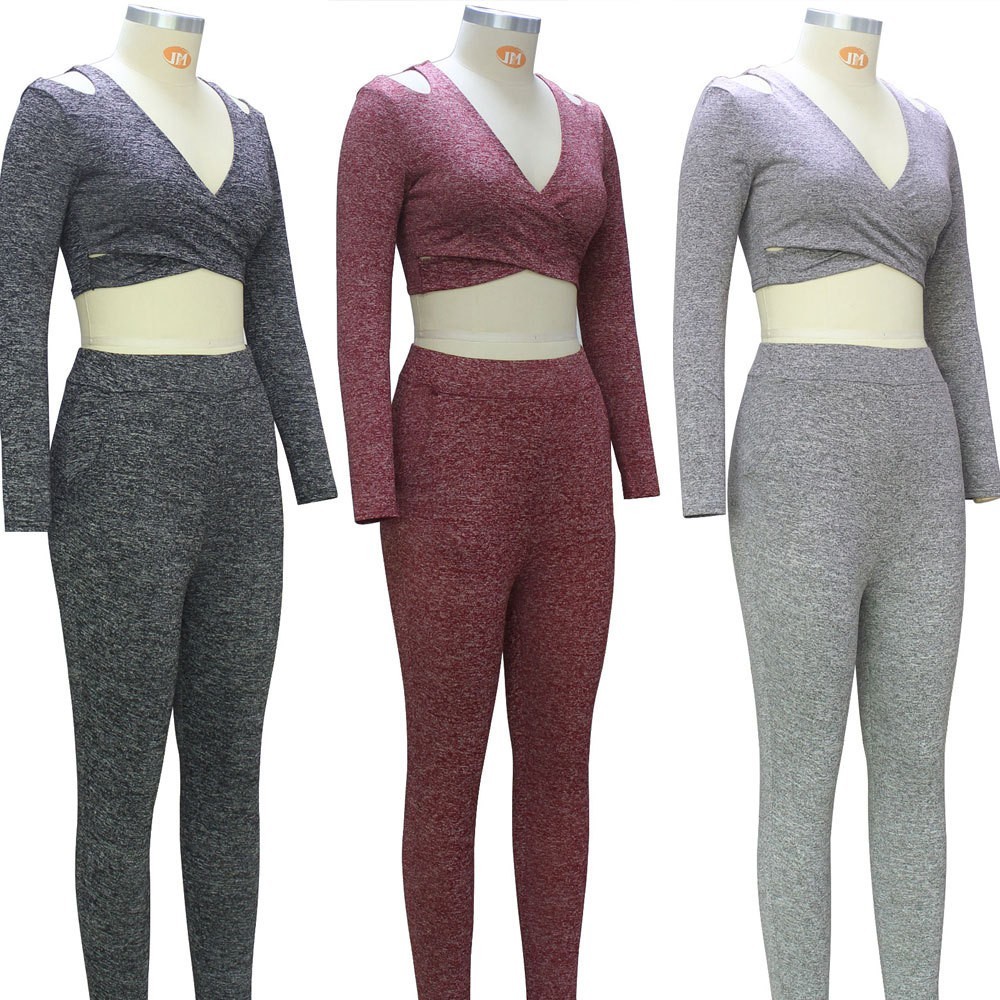 Women Sweaters Knitting suits 2 Pieces Sets Knitted Sweater Tops and long pant tracksuit C18120501