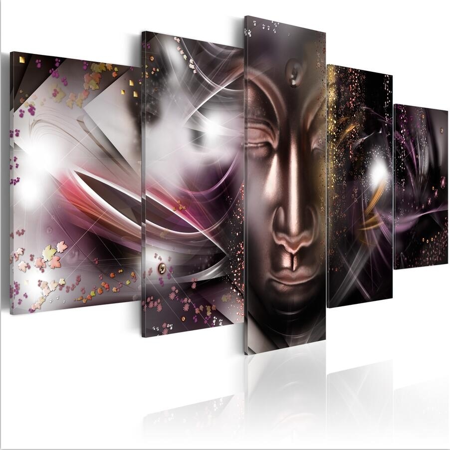 ( No Frame)5PCS/Set Abstract Buddhist Bliss Art Print Poster Frameless Canvas Painting Wall Picture Home Decoration