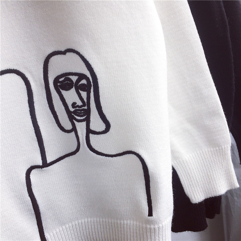 Korobov Korean Women 2019 New Sweaters Cartoon Embroidery Female Jumper Long Sleeve Pullover Turtleneck Mujer Sueter 76271 T200101