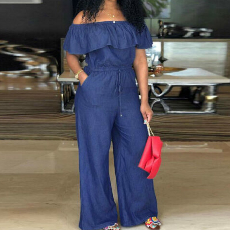 Women Ladies Off Shoulder Denim Long Jumpsuit Sleeveless Casual OL Romper Playsuit Overalls Plus Size -4XL Y200106, Blue
Women Ladies Off Shoulder Denim Long Jumpsuit Sleeveless Casual OL Romper Playsuit Overalls Plus Size -4XL Y200106, Blue