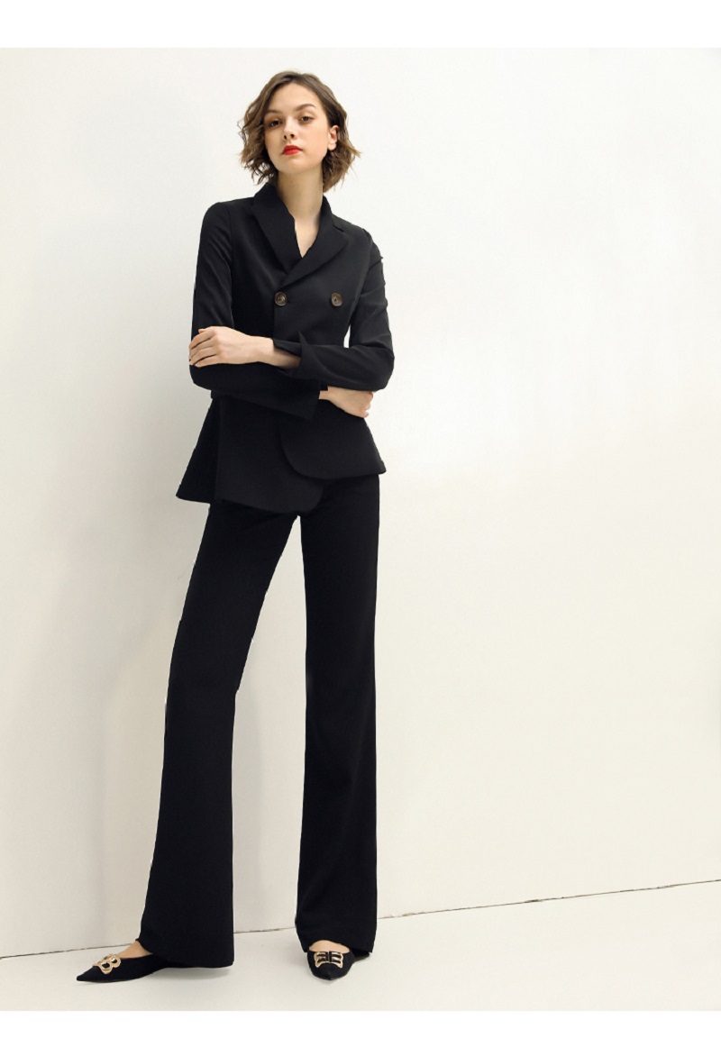 Black Slim Fit Mother of the Bride Dresses 2 Pieces Long Sleeve Formal Outfit For Weddings Tuxedos Suits (Jacket+Pants)