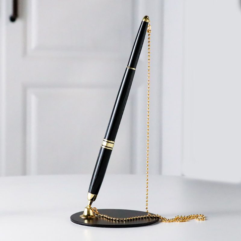 Classic Metal Ballpoint Pen Secure Chain Attached Base Stand Desk Office Counter Signature Pens Stationery Gift, Gold
Classic Metal Ballpoint Pen Secure Chain Attached Base Stand Desk Office Counter Signature Pens Stationery Gift, Gold