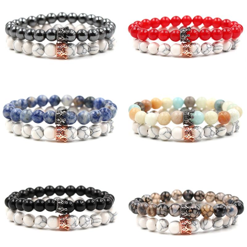 17 Styles 2pc/Set 8mm Natural Stone Bracelet Couples Crown Luxury Designer Jewelry Women Bracelects Tiger Eye Turquoise Men Bracelet Gift
17 Styles 2pc/Set 8mm Natural Stone Bracelet Couples Crown Luxury Designer Jewelry Women Bracelects Tiger Eye Turquoise Men Bracelet Gift