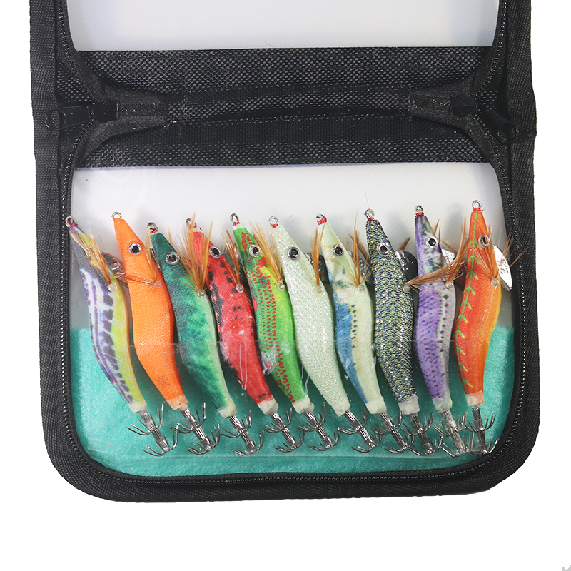 10Pcs Size 2.5#3.0#3.5# Fishing Lure Lead Sinker Squid Lures Jigs Octopus Wood Shrimp Bait Luminous Squid Hook Fishing Tackle T191020
