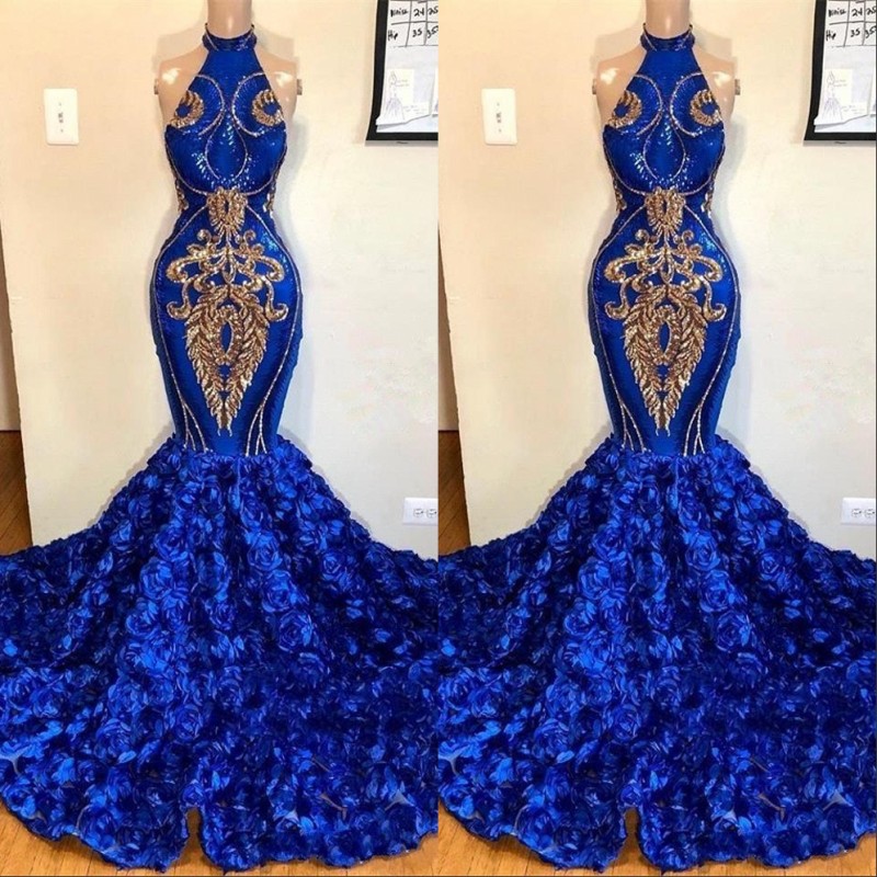 Royal Blue Mermaid Prom Dresses 2019 Rose Flowers Skirts Long Chapel Train Halter African Evening Gowns Gold Applique Beads Formal Dress, Brown
Royal Blue Mermaid Prom Dresses 2019 Rose Flowers Skirts Long Chapel Train Halter African Evening Gowns Gold Applique Beads Formal Dress, Brown