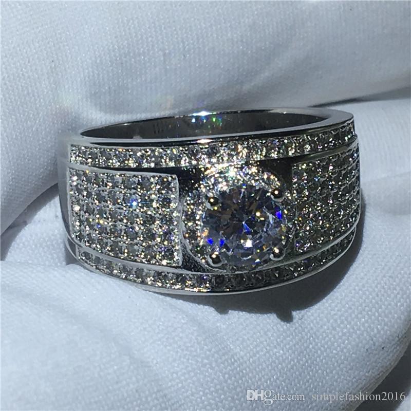 High quality Trendy Jewelry 925 Sterling silver ring 5A Zircon Cz stone Party wedding band rings for women men