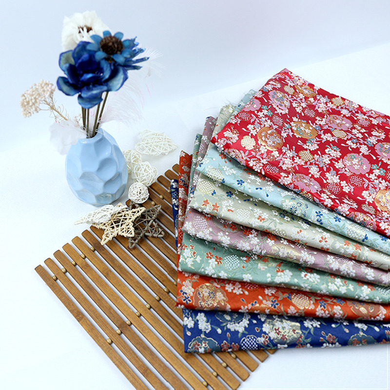 Width 75cm Gold Lines Woven Brocade Jacquard Silk Satin Fabric Chinese Ancient Costume Clothing Clasp Purse Diy Material