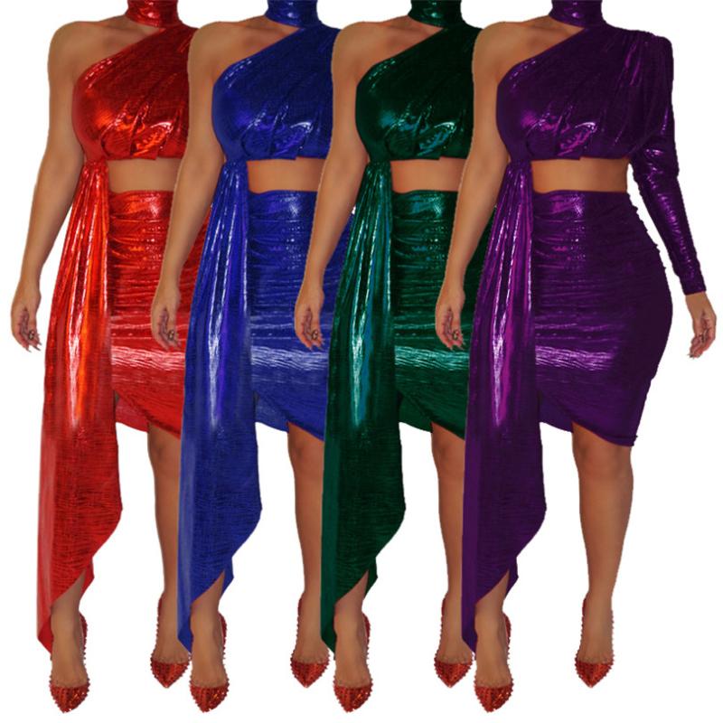 2019 Women autumn Bling One shoulder Crop tee top mini skirts suit two piece set night club skinny dress tracksuit, Red
2019 Women autumn Bling One shoulder Crop tee top mini skirts suit two piece set night club skinny dress tracksuit, Red