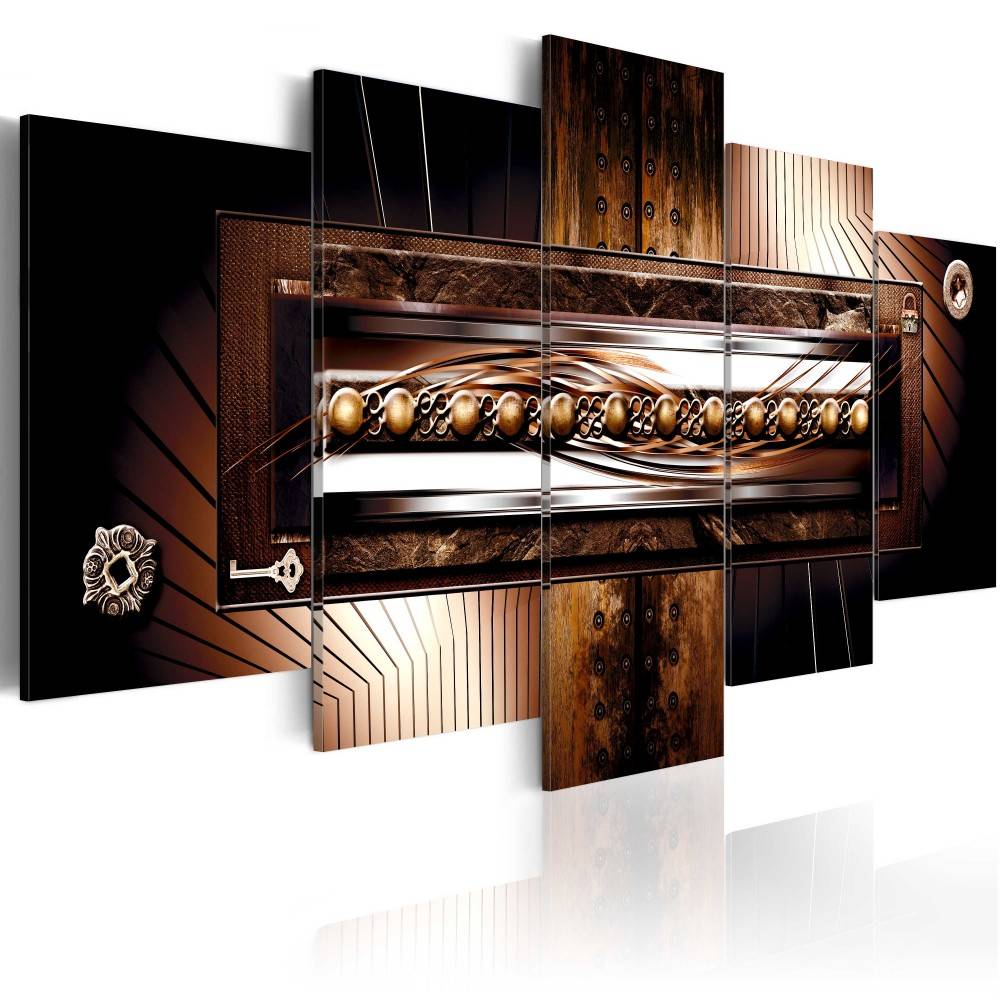 Fashion Wall Art Canvas Painting 5 Pieces Red Yellow Grey Abstract Vintage Wood Grain Modern Home Decoration,No Frame