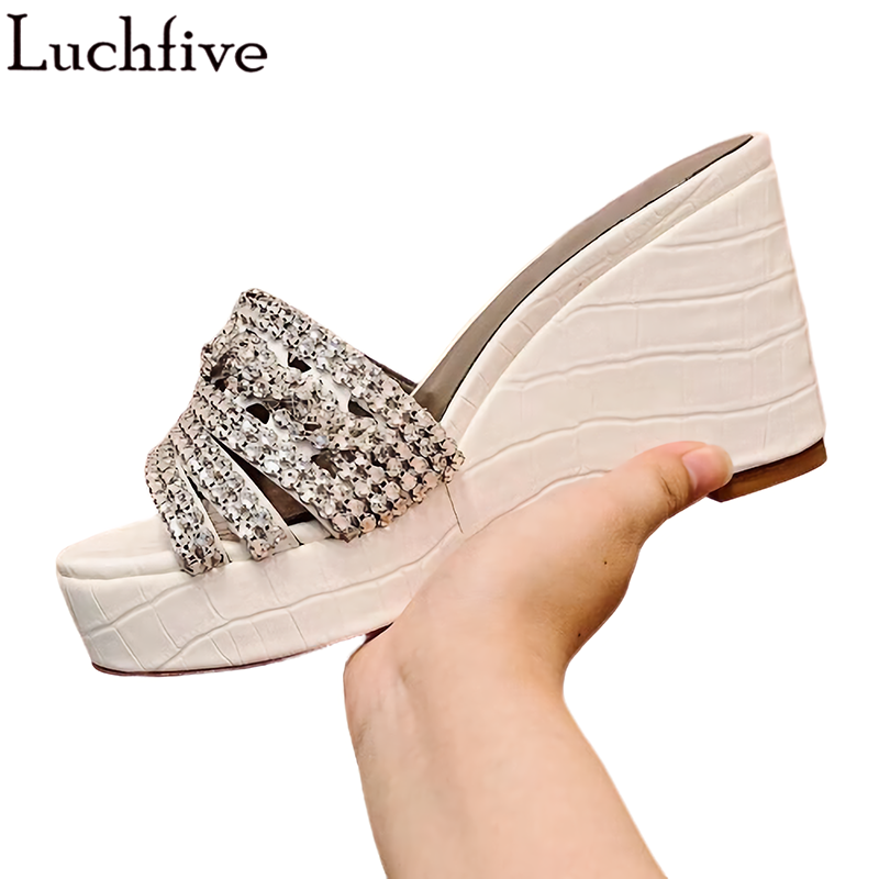 Sexy DIamond Slippers Women High Wedges Slides Ladies Shoes Open Toe Shoes Woman White Zapatos Mujer, Red
Sexy DIamond Slippers Women High Wedges Slides Ladies Shoes Open Toe Shoes Woman White Zapatos Mujer, Red