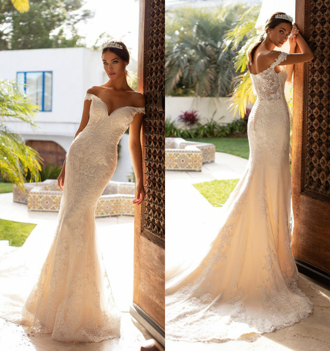 2019 Moonlight Lace Mermaid Wedding Dresses Off The Shoulder Sweep Train Garden Wedding Dress Applique Beach Bridal Gowns Vestido De Novia, Dark navy
2019 Moonlight Lace Mermaid Wedding Dresses Off The Shoulder Sweep Train Garden Wedding Dress Applique Beach Bridal Gowns Vestido De Novia, Dark navy
