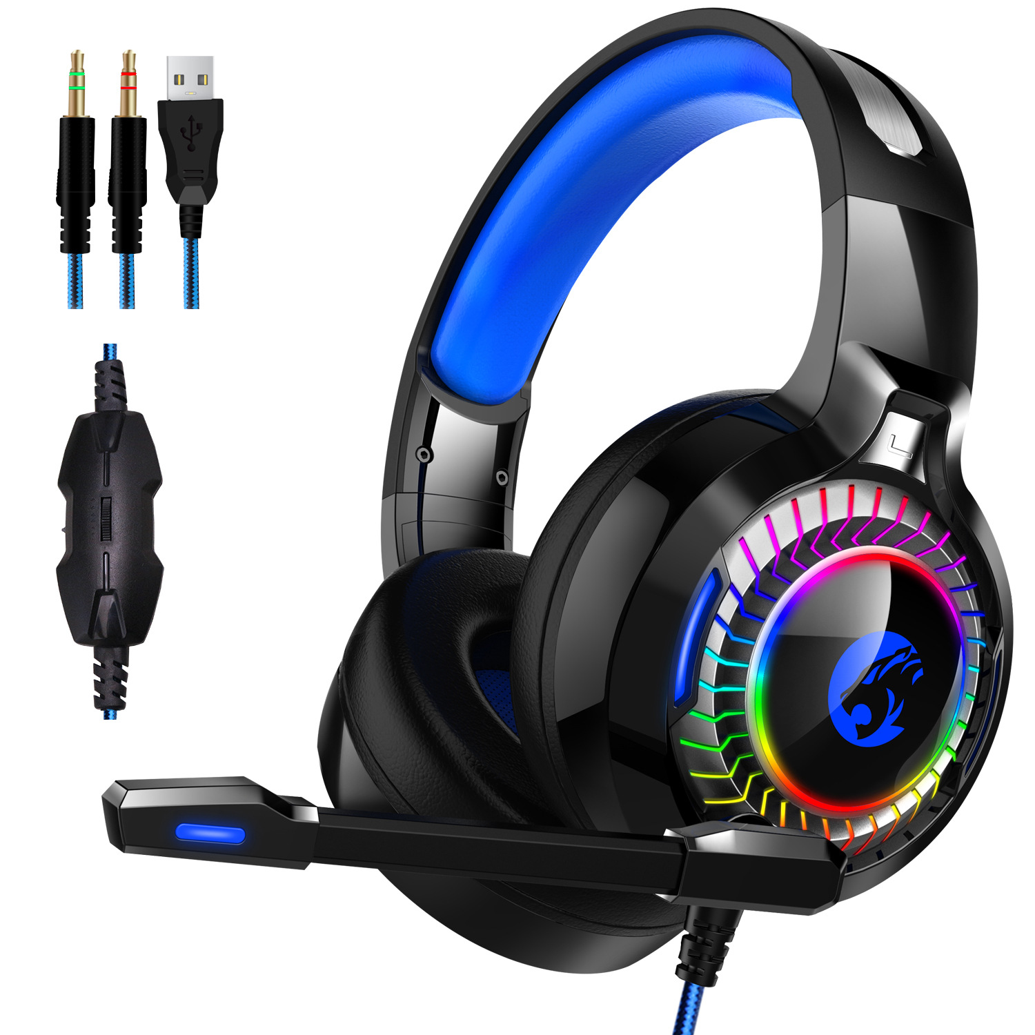 PS4 XBox Gaming Headphones LED Flash Running Light PC Computer Game Headsets Stereo Noise Canceling Headphone 7.1 Channel Microphone