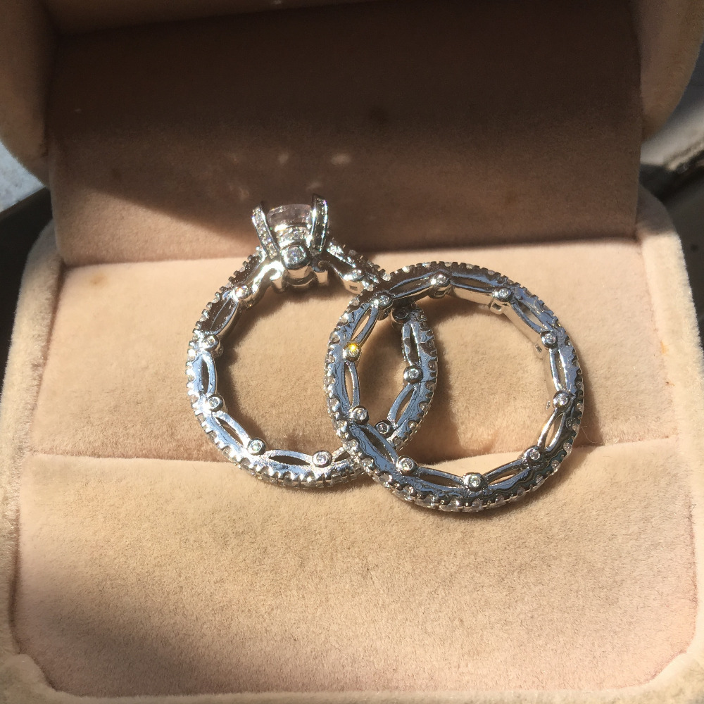 choucong Unique Vintage Ring sets 5A Zircon Cz 925 Sterling silver Engagement Wedding Band Rings for women men Fashion Jewelry