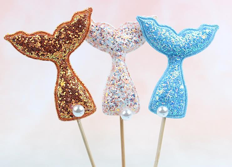 Marine Theme Cake Decoration Shiny Sequin Mermaid Tail Cake Cupcake Toppers Cookie Jelly Sugar Baking Crafts Party Diy Decor