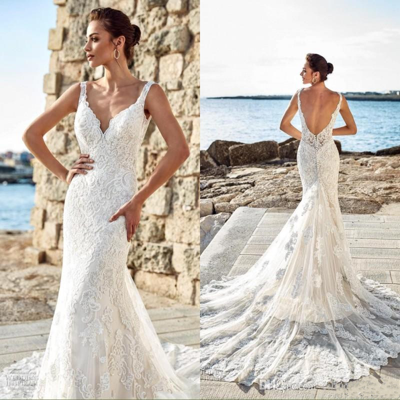 eddy k summer beach wedding dresses v neck full lace chapel train wedding dress bridal gowns custom made vestidos de noiva
