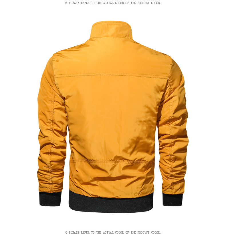 Leather fall solid color collar casual men's jacket Slim youth flight suit men support mixed batch