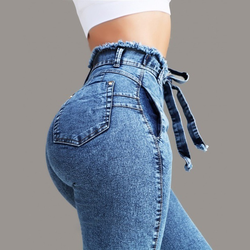 2020 Spring Autumn High Waist Jeans Femme Ladies Casual Full Length Pencil Pants Women Fashion Slim Solid Drawstring Trousers, Blue
2020 Spring Autumn High Waist Jeans Femme Ladies Casual Full Length Pencil Pants Women Fashion Slim Solid Drawstring Trousers, Blue