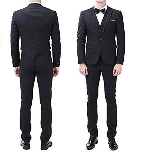 New Popular One Button Black Groom Tuxedos Notch Lapel Men Suits Wedding/Prom/Dinner Best Man Blazer (Jacket+Pants+Vest+Tie) W228