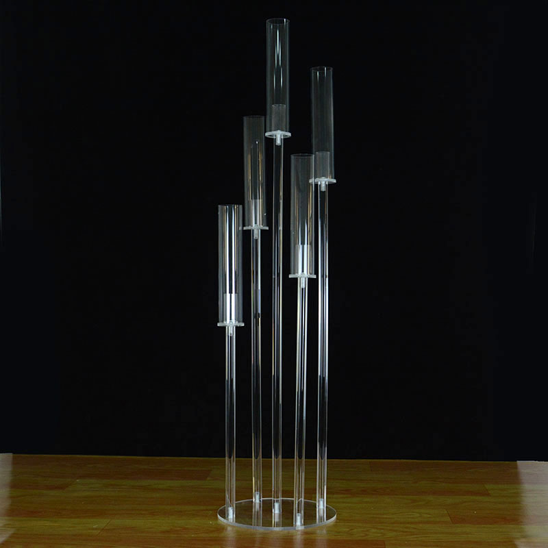 41 Inch Tall Candelabra Crystal Candelabra Wedding Centerpieces Acrylic Clear Candle Holder Decorative 5 Arm Candle Holder