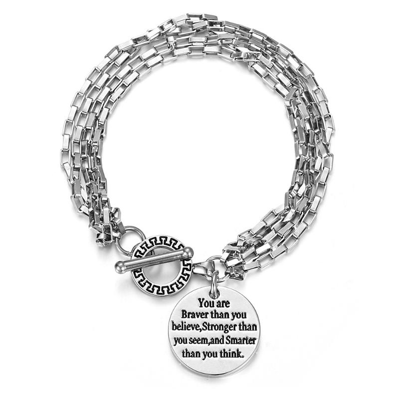 Fashion Layered Rolo Box Link Chain Stainless Steel Encourage Medal Bracelet for Men Women Birthday Jewelry Gift TBS020
Fashion Layered Rolo Box Link Chain Stainless Steel Encourage Medal Bracelet for Men Women Birthday Jewelry Gift TBS020