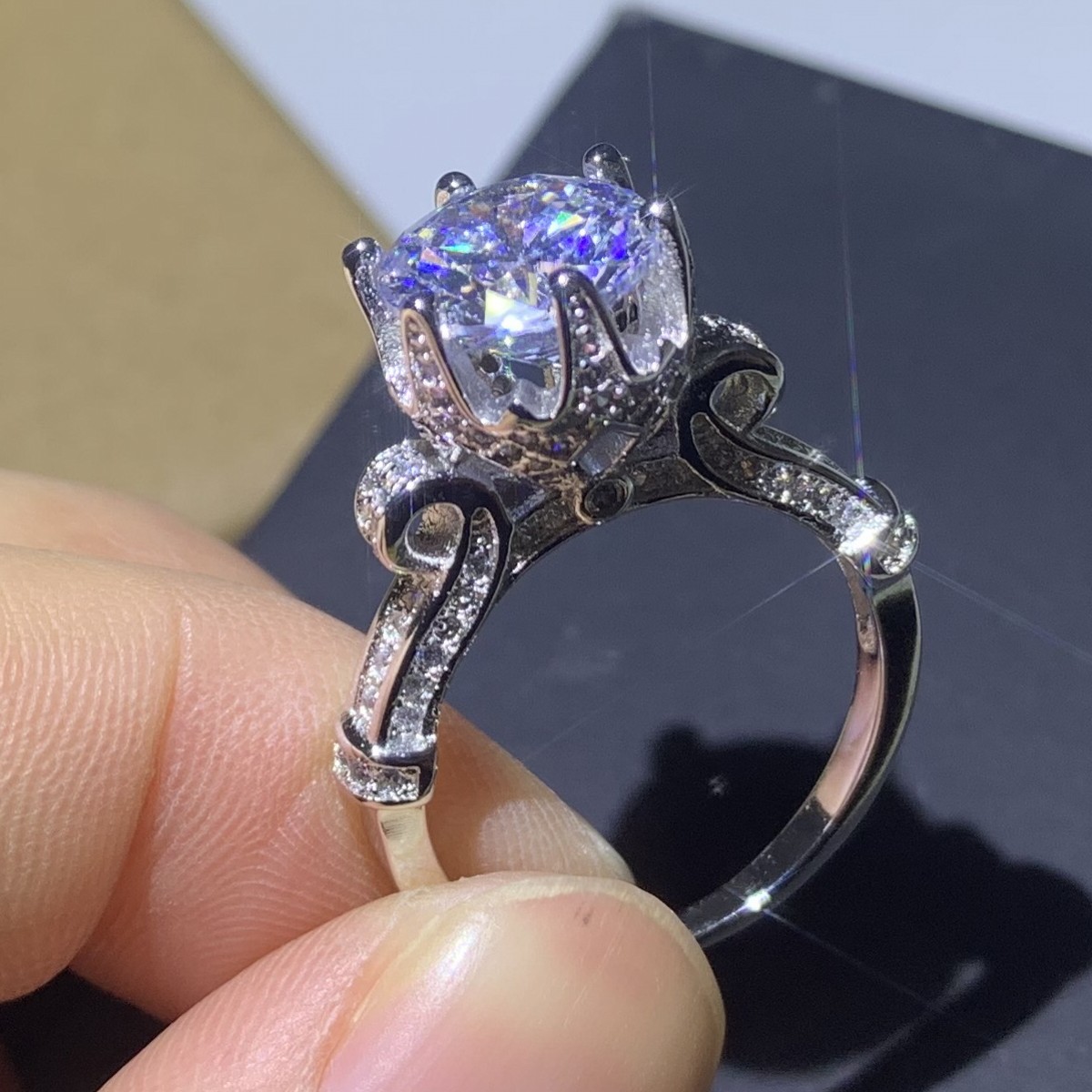 Choucong Corwn Wedding Ring for Women Top Selliing Jewelry 925 Sterling Silver Round Cut White Topaz CZ Diamond Bridal Ring Set Gift Sz5-10