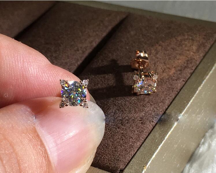 2020 New Arrival Simple Fashion Jewelry Sterling Sier&Rose Gold Fill Round Cut White Topaz CZ Dia Girl Women Wedding Stud Earring