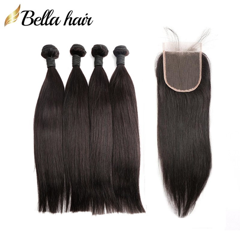 Unprocessed Indian Human Hair Bundles with Lace Closure 4X4 Natural Color Straight Virgin Hair Extensions Weave Bellahair Full Head 5PCS
Unprocessed Indian Human Hair Bundles with Lace Closure 4X4 Natural Color Straight Virgin Hair Extensions Weave Bellahair Full Head 5PCS
