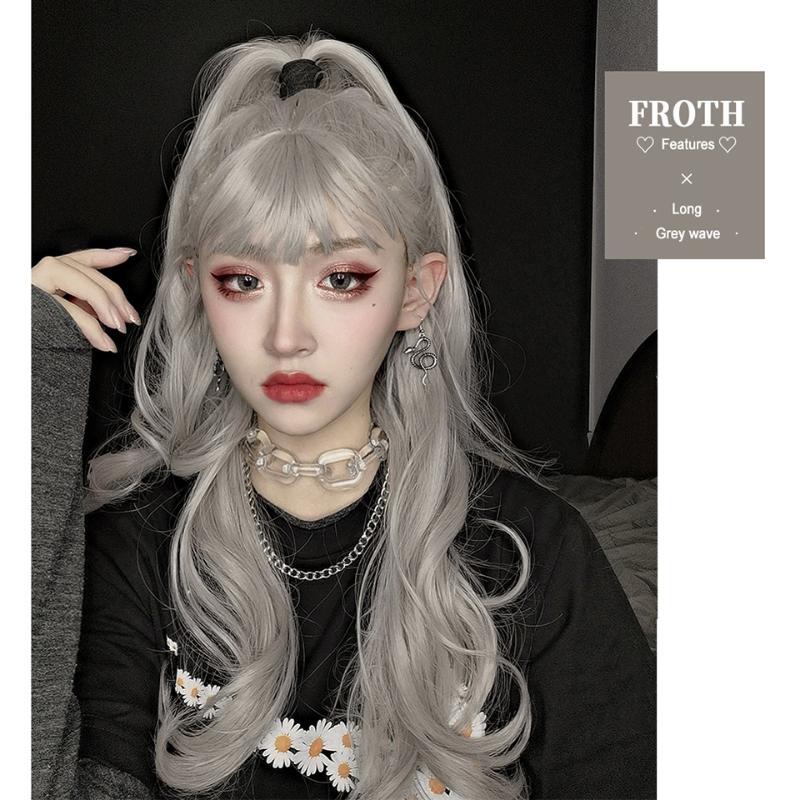 BUQI Long Mixed Silver Wavy Wig with Highlights Bangs Cosplay Synthetic Wigs Girl Women Heat Resistant Lolita Anime Wigs, T1b/613
BUQI Long Mixed Silver Wavy Wig with Highlights Bangs Cosplay Synthetic Wigs Girl Women Heat Resistant Lolita Anime Wigs, T1b/613