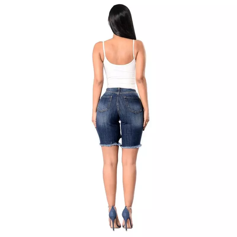 High Waist Denim Shorts Female Plus Size Summer Ripped Hole Women Short Jeans Casual Denim Shorts Femininos