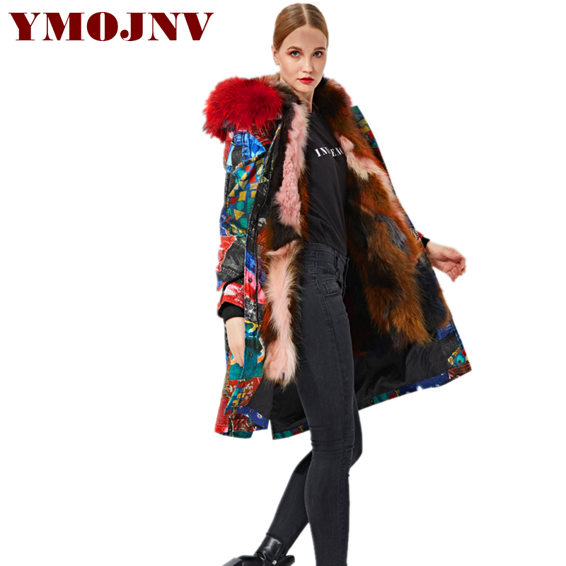 YMOJNV 2018 Winter Jacket Women Large Size Color Raccoon Fur Collar Hooded Thick Parka Female Coat Detachable Raccoon Fur Lining, Printing
YMOJNV 2018 Winter Jacket Women Large Size Color Raccoon Fur Collar Hooded Thick Parka Female Coat Detachable Raccoon Fur Lining, Printing