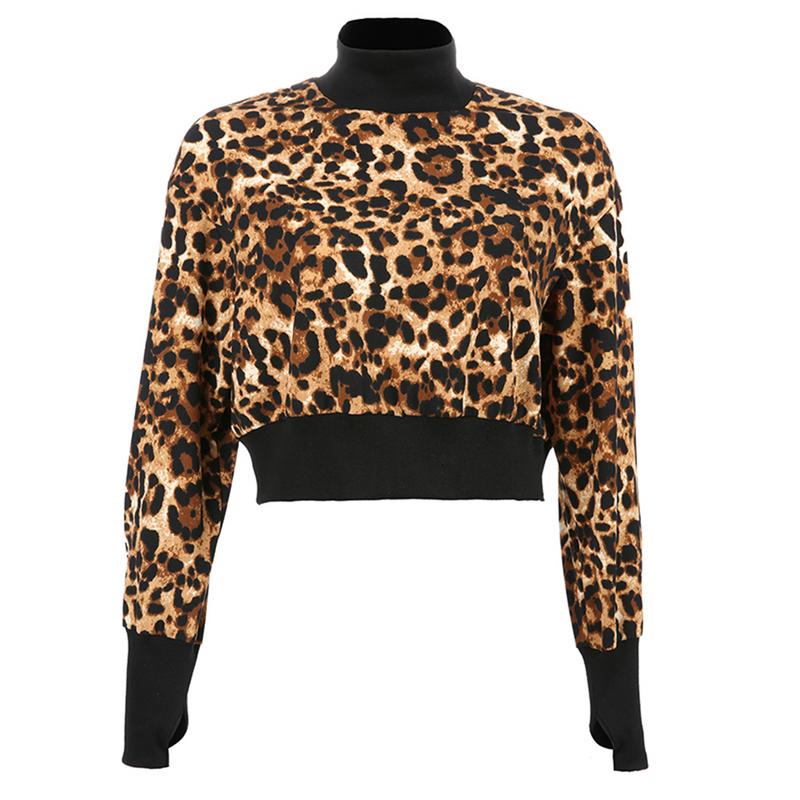 Short Pullover Sweatshirts For Woman Female Cropped Ladies Casual Leopard Print Fashion Long Sleeve Leisure Navel All Seasons, Brown
Short Pullover Sweatshirts For Woman Female Cropped Ladies Casual Leopard Print Fashion Long Sleeve Leisure Navel All Seasons, Brown