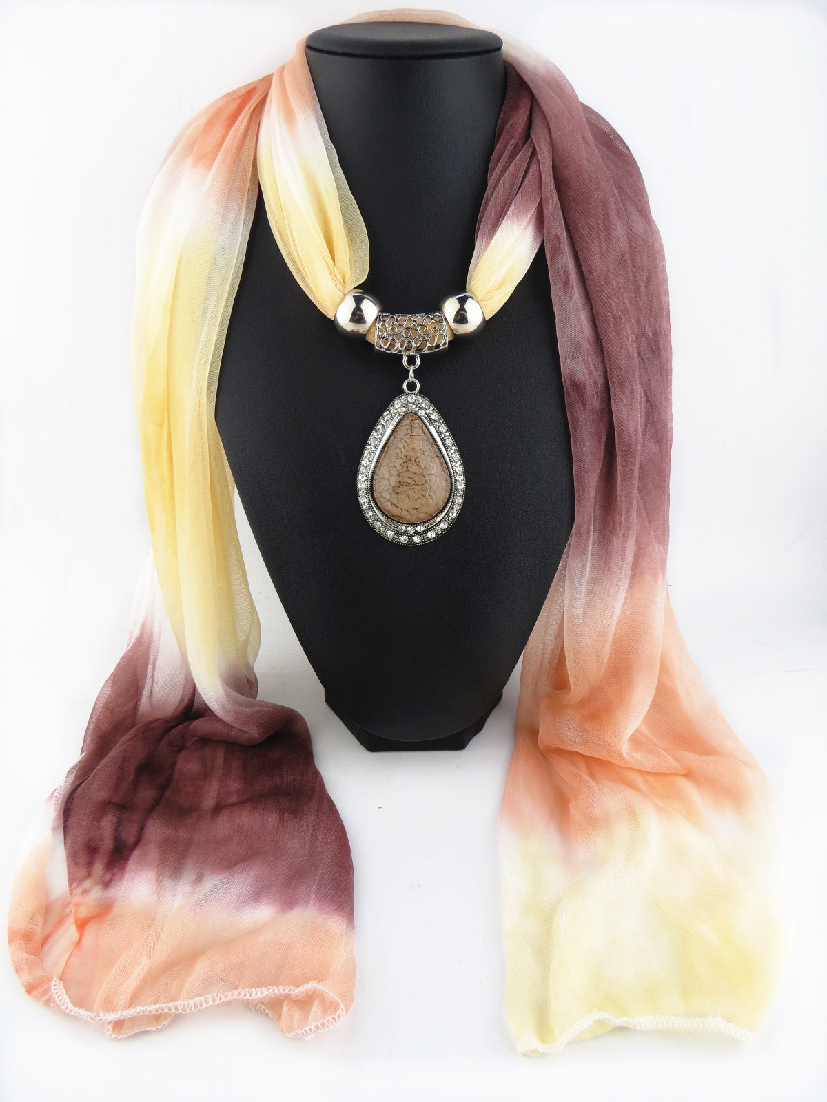 New Arrive 2020 Charm Blue Stone Gemstone Water Drop Raindrop Pendant Scarf Rhinestones Tassels Jewelry Scarves Free Shipping
