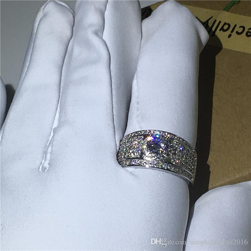 High quality Trendy Jewelry 925 Sterling silver ring 5A Zircon Cz stone Party wedding band rings for women men