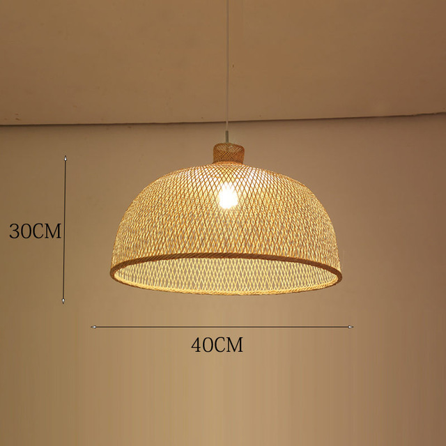 New Chinese Lantern Hotel Tea Staircase Hotel LED Bamboo Pendant Lights Hand Rattan Weaving Wood Pendant Lamp Lighting Luminaire