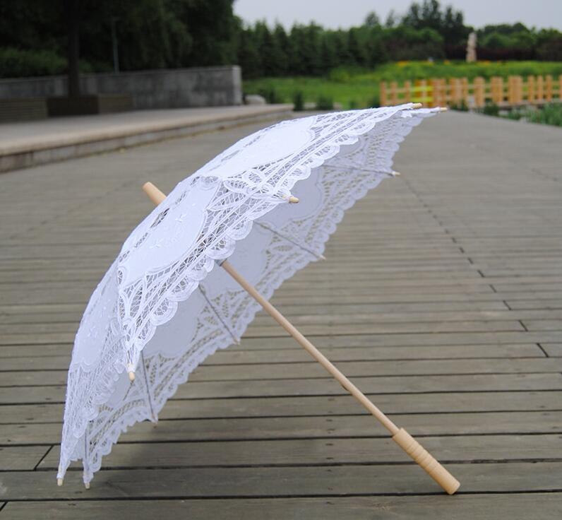 30pcs 2017 New solid color lace parasols Bridal wedding umbrellas white color available Free shipping