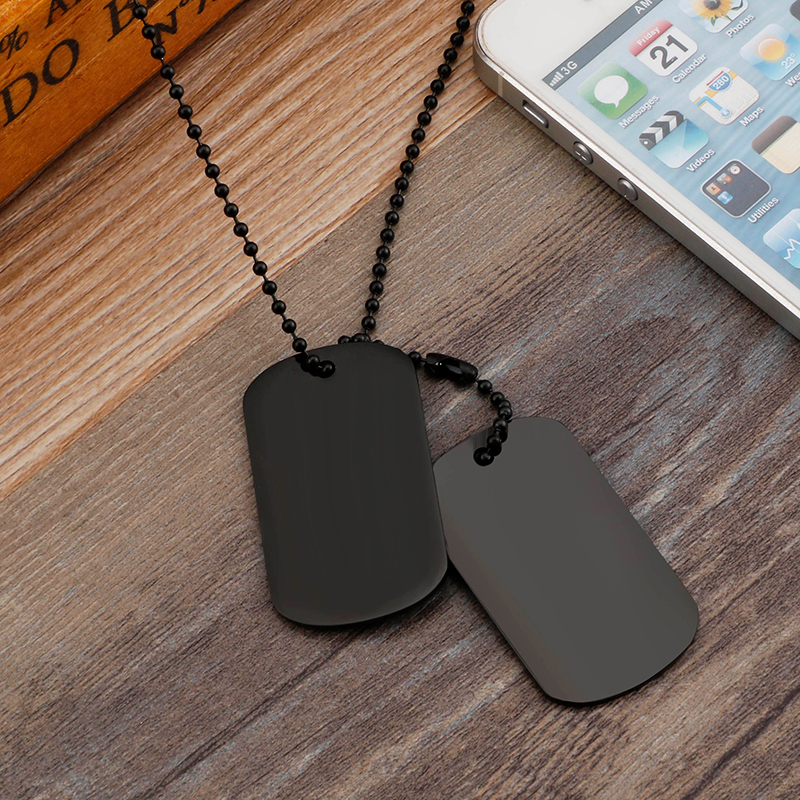High Polished Rectangle Stainless Steel Pendant Necklace Gold Plated Military Card Students Dog Tag Pendants Jewelry
