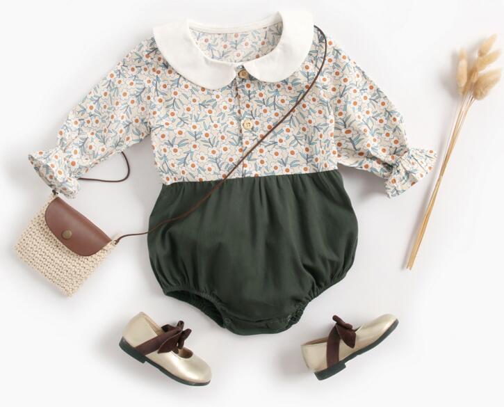 Ins Baby clothing Spring Fall 100% cotton romper Pet Pan Collar Little Flower Print Long sleeve Girl romper Baby cuasual clothing, As picture
Ins Baby clothing Spring Fall 100% cotton romper Pet Pan Collar Little Flower Print Long sleeve Girl romper Baby cuasual clothing, As picture
