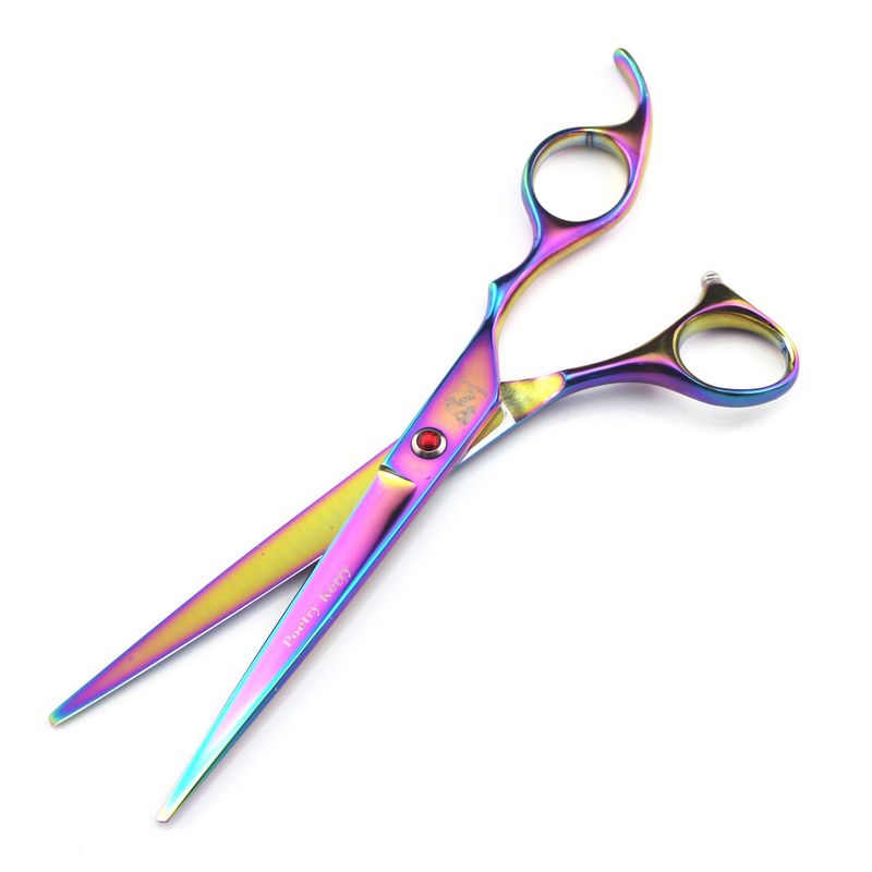 with retail packing poetry kerry 7.0 inch 6CR 62HRC hair Cutting/thinning scissors kit rainbow hair scissors set + comb