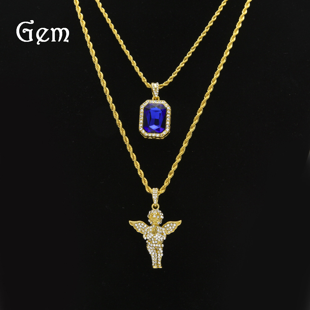 Fashion hop men's pendant set mini gem Jesus small gem men's necklace