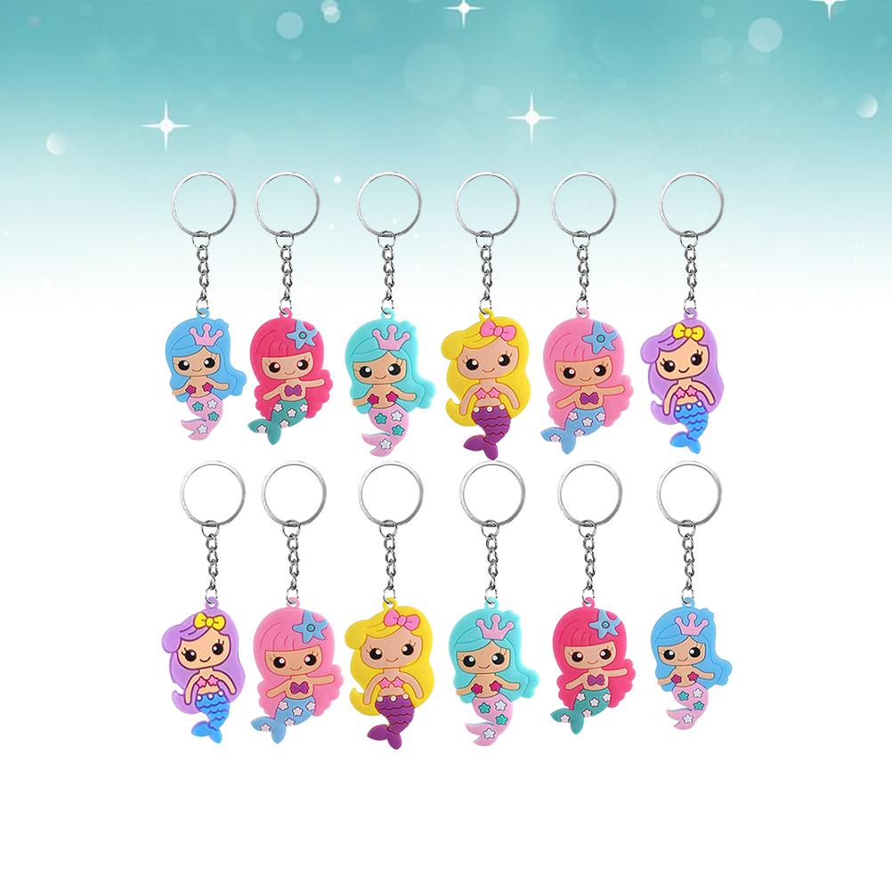 Mermaid Key Chains Pvc Keychain Pvc Cartoon Cute Keyring For Women Girls Kids Charm Key Ring Accessories