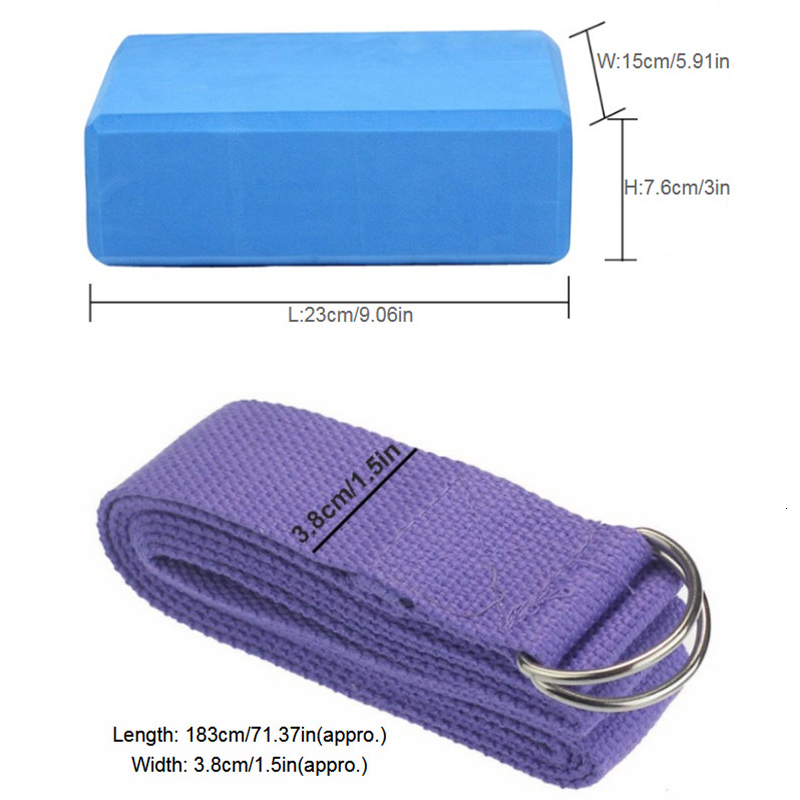 Yoga Block and Strap Set Pilates Blocks Sets High Density EVA Yoga Block Brick with Yogi Strap Belt Stretch 3PC Yoga Block Set T191029
