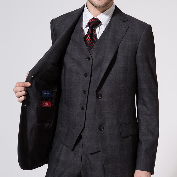 2019 Fashion Men Wedding Tuxedos Plaid Peaked Lapel Groom Wear Best Men Formal 3 Pieces Jacket