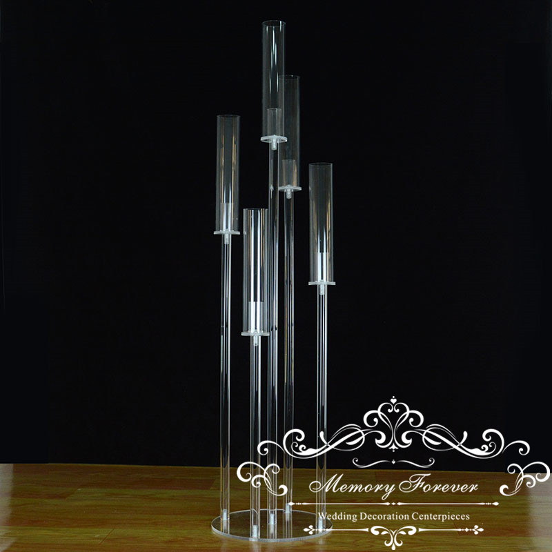 41 Inch Tall Candelabra Crystal Candelabra Wedding Centerpieces Acrylic Clear Candle Holder Decorative 5 Arm Candle Holder