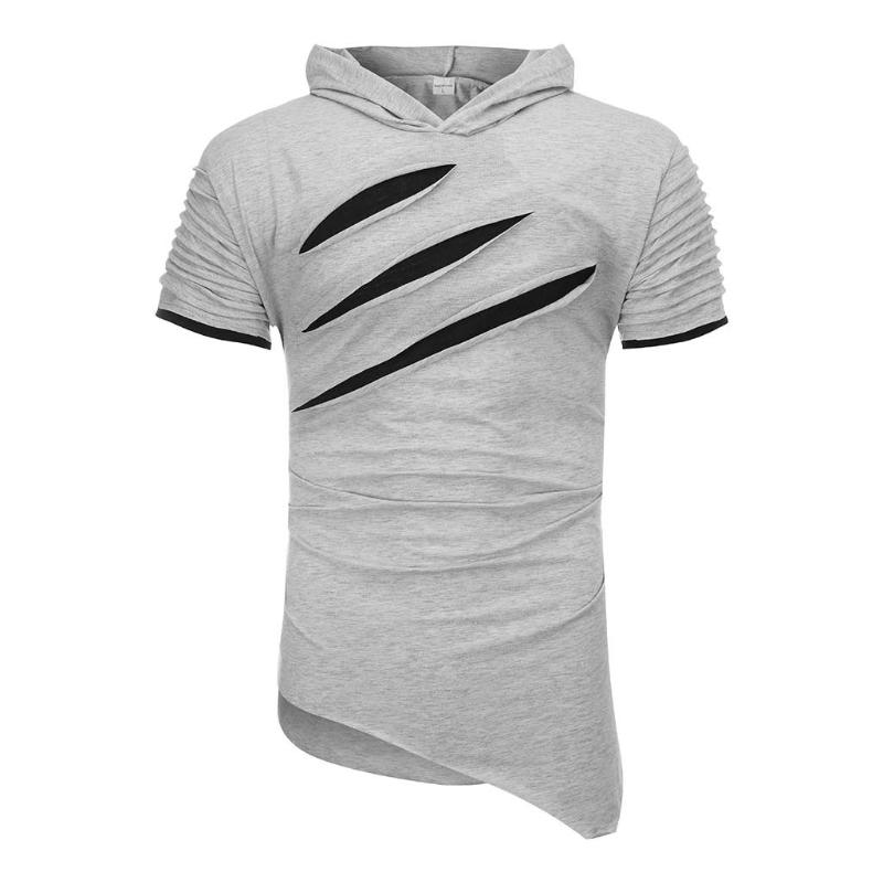 Men's T-Shirts Fashion Men's Hooded Scratch T-shirt Summer Pattern Casual Gyms Fitness Comfortable Shirt Clothing Camisetas Hombre1