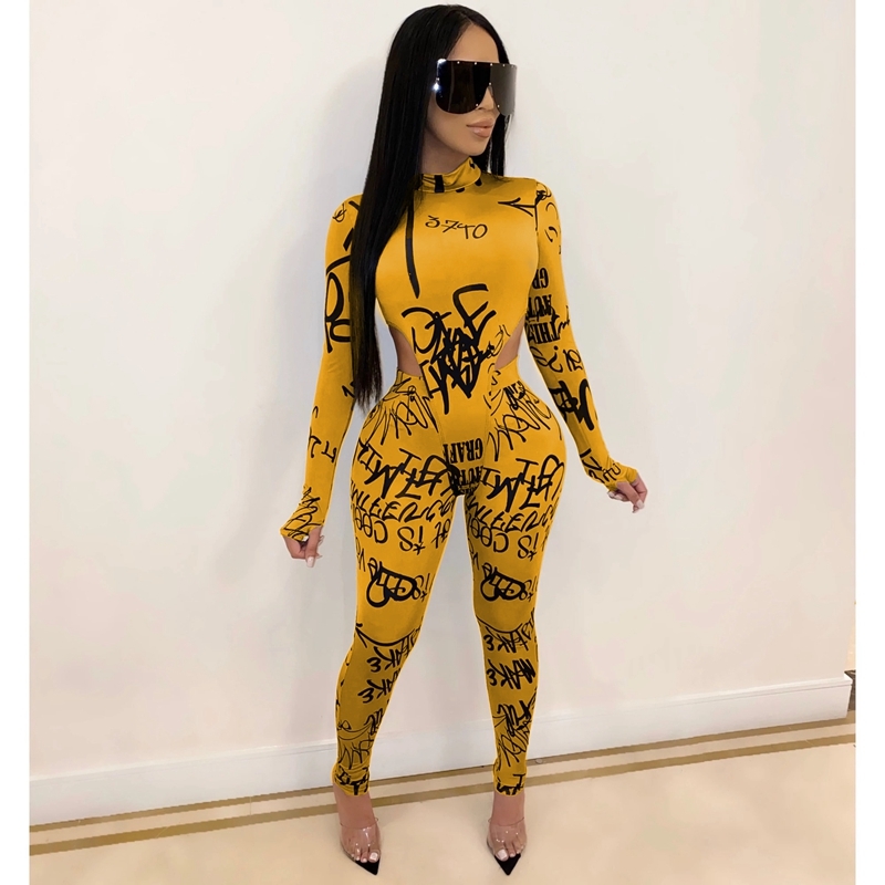 ZOOEFFBB Two Piece Set Women 2020 Fall Winter Rave Festival Clothing Bodysuit Top Pant Matching Sets Sexy Club Birthday Outfits CX200701