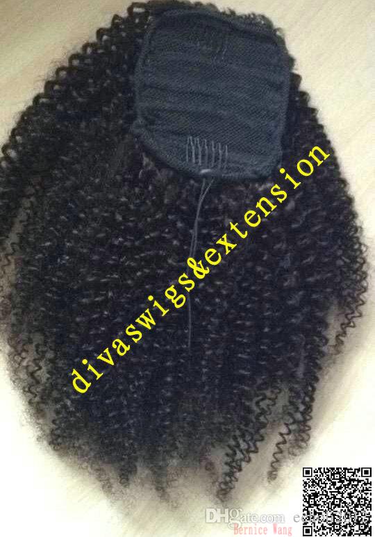 celebrity curly hair textured ponytail style clip in high kinky afro curly wavy human hair drawstring ponytail hairpiece wang