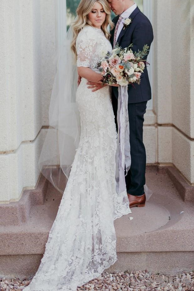 Delicate Lace Mermaid Wedding Dresses Half Sleeves Jewel Neck Women Country Garden Western Bridal Gowns Vestido De Noiva Custom Made 0510
