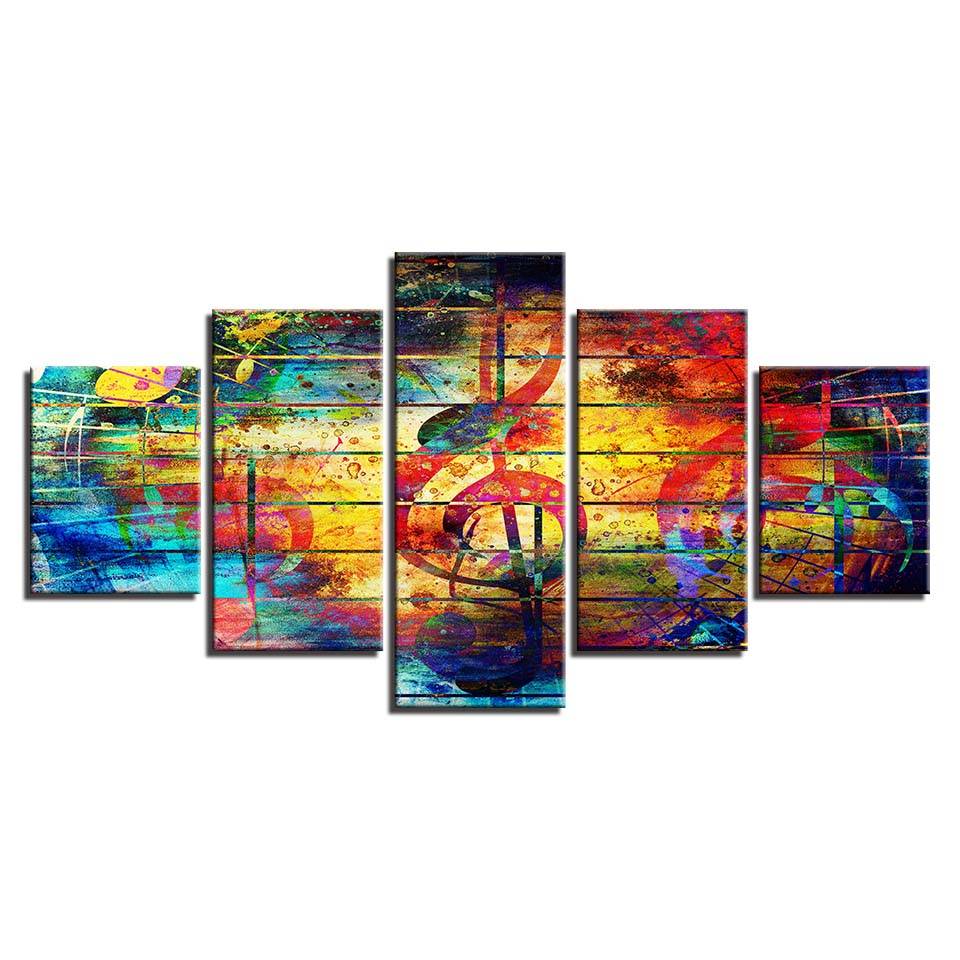 Prints Decor For Living Room Poster 5 Pcs Music Notation Abstract Painting Wall Art Modular Pictures Canvas Artworks (No Frame)