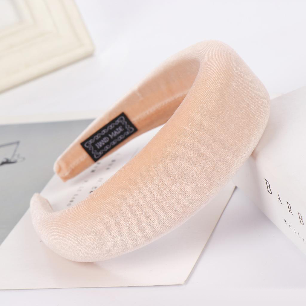 16 Colors Women Padded Wide Sponge Headband Glitter Velvet Sweet Candy Color Hair Hoop Vintage Party Stretchy Thick Headpiece