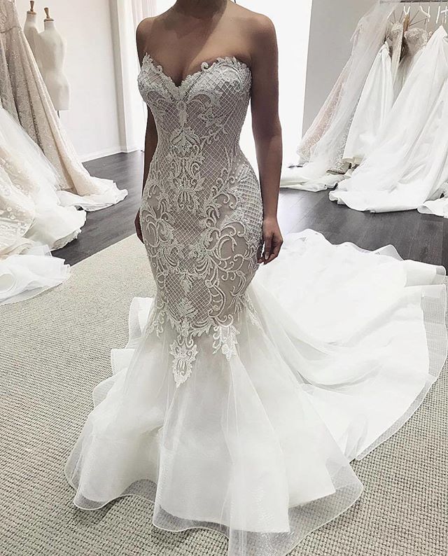 Elegant Mermaid Wedding Dresses Sweetheart Off The Shoulder Court Train Appliques Tulle Bridal Gowns Robe De Mariage Custom
